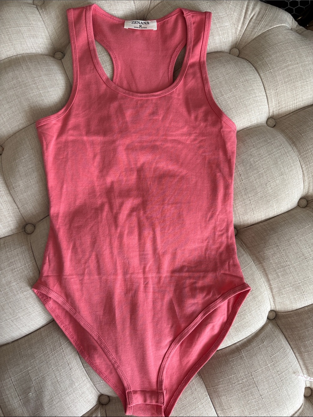 Zenana Outfitters Coral Pink Racerback Bodysuit NWOT